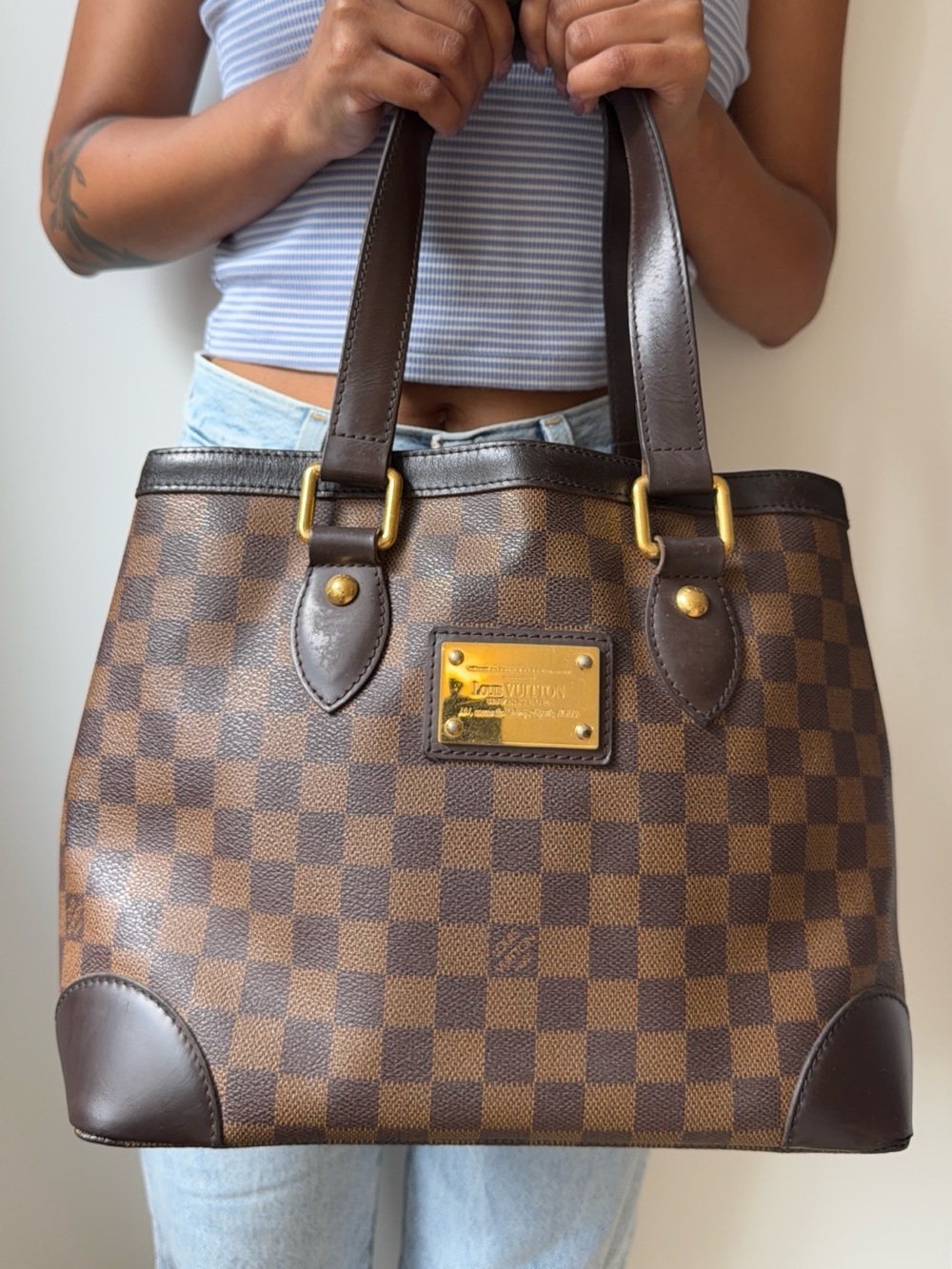 Louis Vuitton Hampstead PM N51205 Damier Ebene Tote Bag